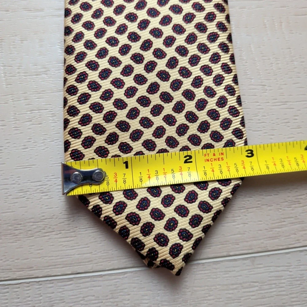 Vintage‎ Polo Ralph Lauren Neiman Marcus Tie Necktie Gold Red Geometric Silk